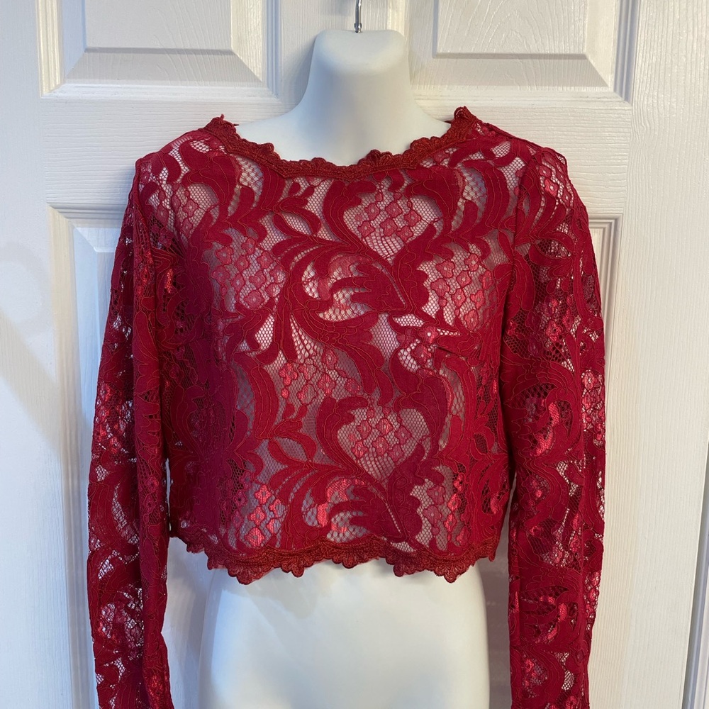 Carrie Burgundy Lace Top